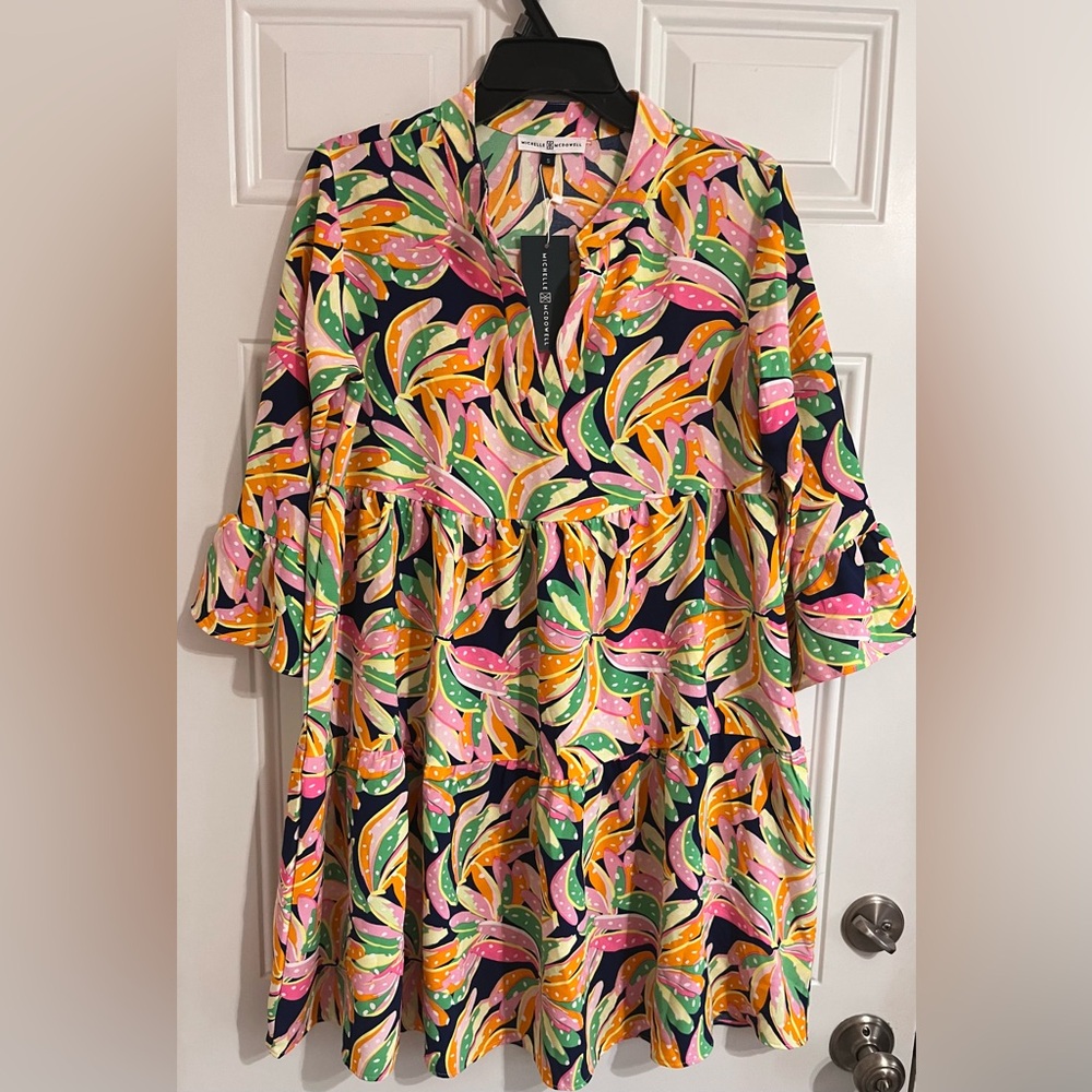 NWT Michelle McDowell Morgan Maxi Dress‎ Going Bananas Navy Beach Women Small